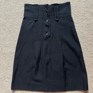 French Connection Fitted Pinstripe Button High Waist Skirt sz 2